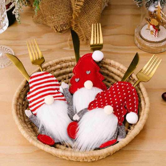 3-Piece Faceless Gnome Cutlery Holders - Trendsi
