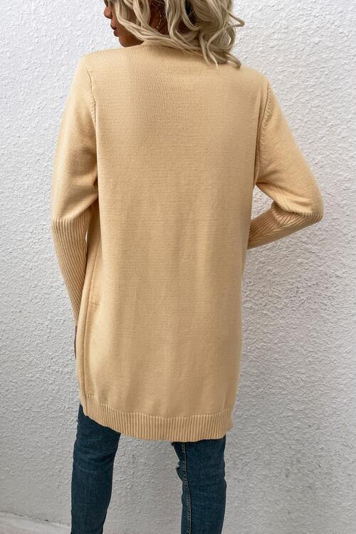 Open Front Long Sleeve Cardigan with Pockets - Trendsi