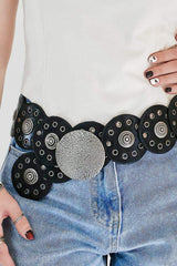 Round Shape PU Leather Belt - Trendsi - Flyclothing LLC