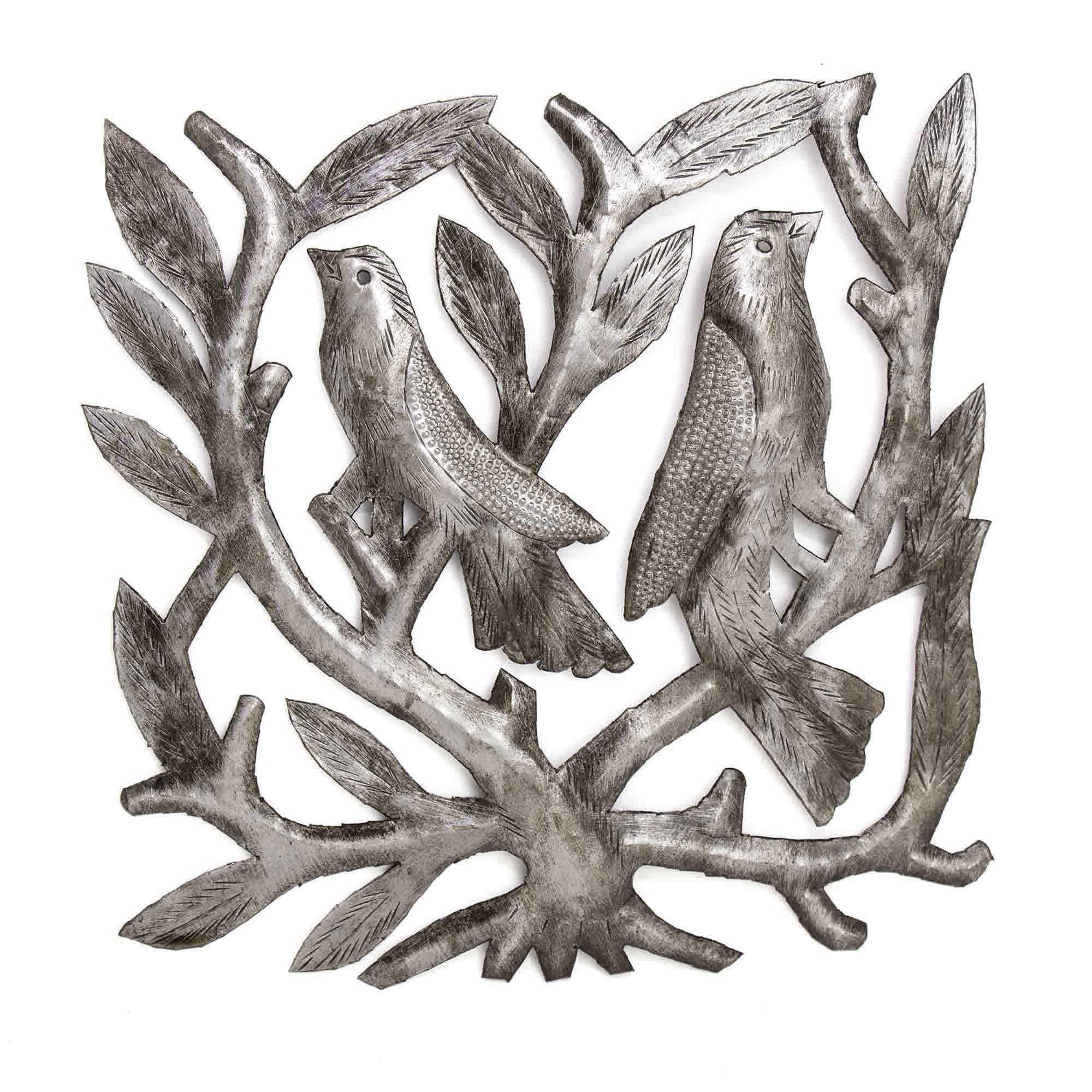 Pair of Square Tree of Life Haitian Steel Drum Wall Art - Haitian Artisans - Flyclothing LLC