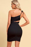 Ruched Cutout One-Shoulder Bodycon Dress - Trendsi - Flyclothing LLC