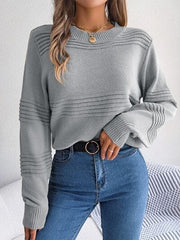 Round Neck Long Sleeve Sweater - Trendsi