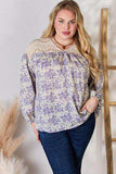 Hailey & Co Full Size Lace Detail Printed Blouse - Trendsi - Flyclothing LLC