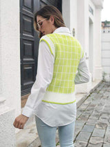 Plaid V-Neck Sweater Vest - Trendsi - Flyclothing LLC