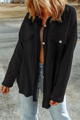 Pocketed Button Up Droppped Shoulder Jacket - Trendsi - Flyclothing LLC