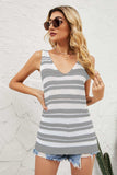 Striped V-Neck Knit Tank - Trendsi - Flyclothing LLC