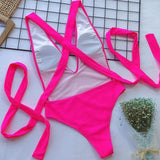 Halter Neck Deep V Tied One-Piece Swimsuit - Trendsi - Flyclothing LLC