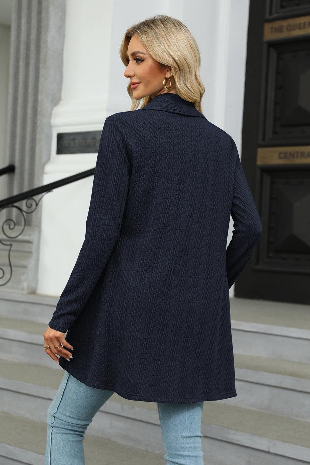 Open Front Long Sleeve Cardigan - Trendsi