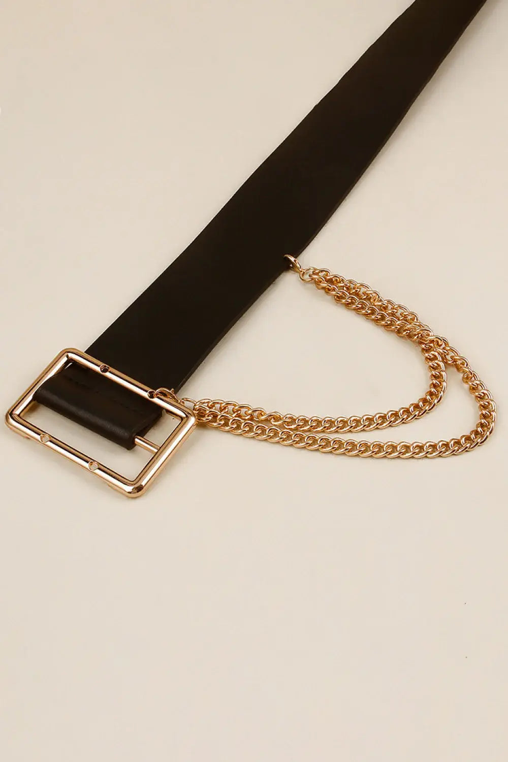 PU Leather Wide Belt with Chain - Trendsi - Flyclothing LLC