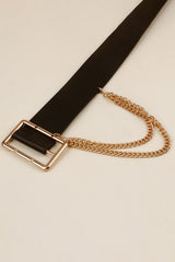 PU Leather Wide Belt with Chain - Trendsi - Flyclothing LLC