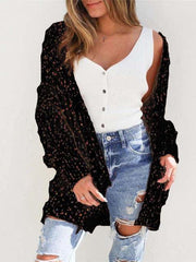 Multicolored Open Front Cardigan - Trendsi