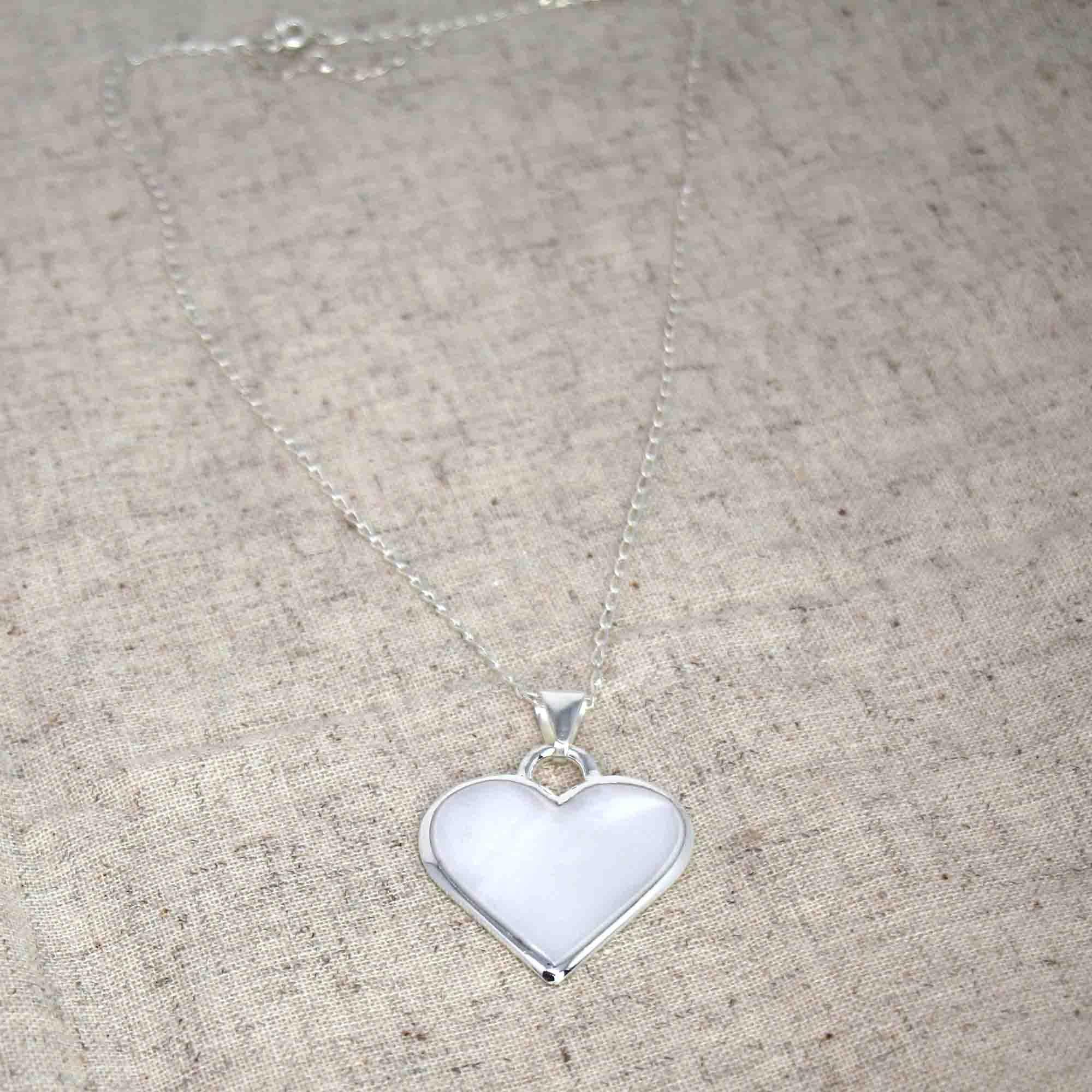Corazon Blanco White Heart Pendant with Chain - Artisana