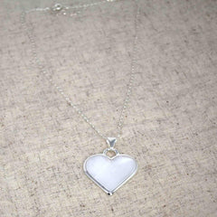 Corazon Blanco White Heart Pendant with Chain - Artisana