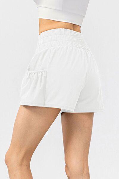 Elastic Waist Pocketed Active Shorts - Trendsi