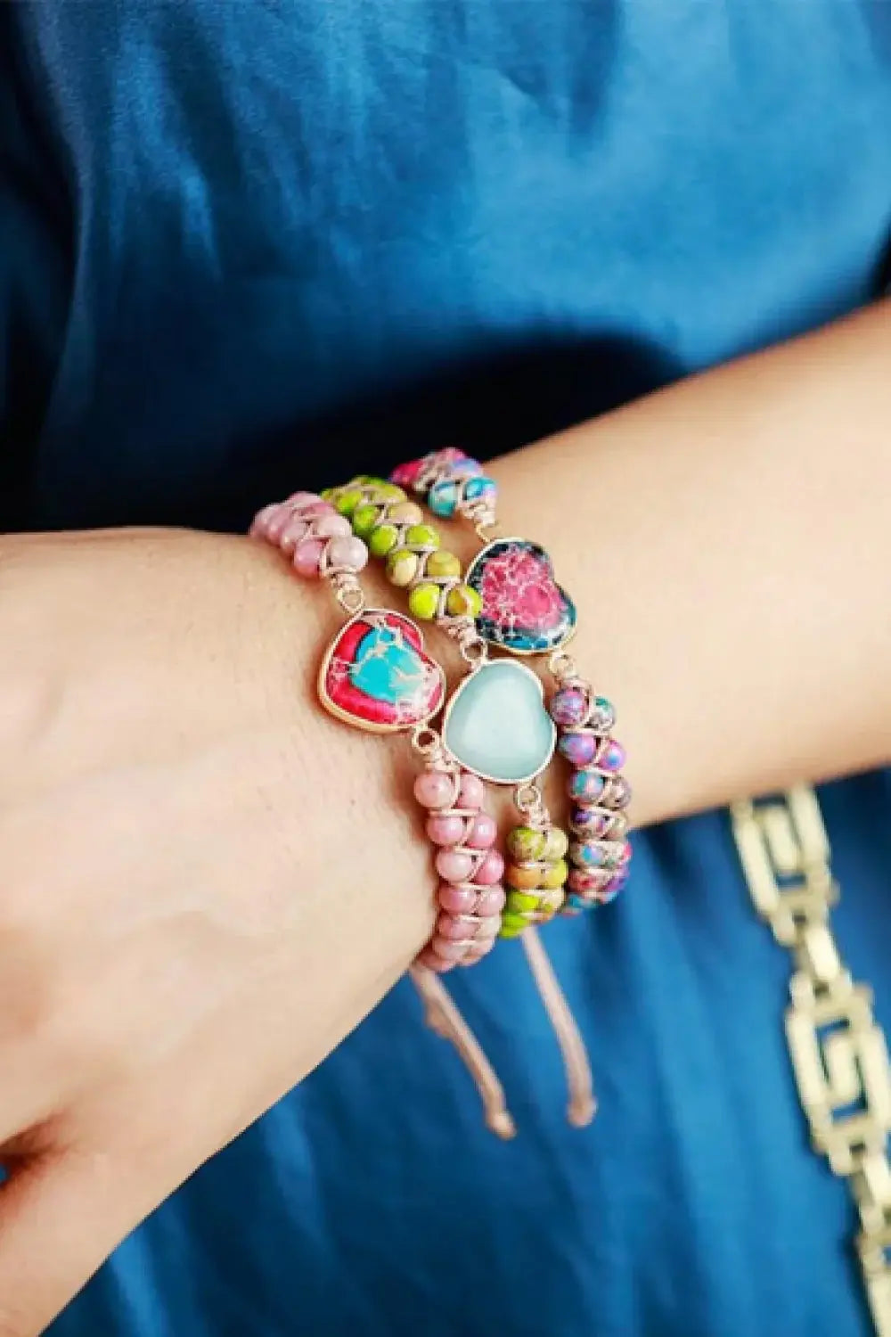 Handmade Heart Shape Natural Stone Bracelet - Trendsi - Flyclothing LLC