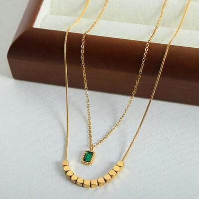 18K Gold-Plated Double-Layered Necklace - Trendsi - Flyclothing LLC