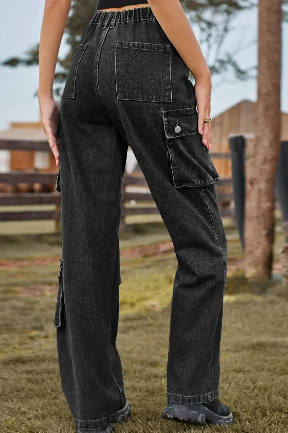 Loose Fit Long Jeans with Pockets - Trendsi - Flyclothing LLC