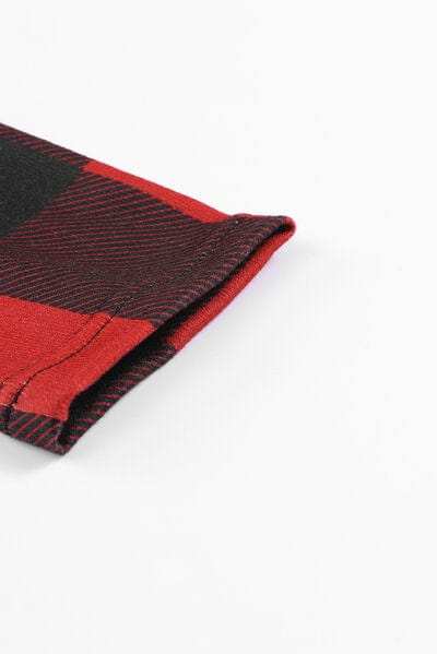 Drawstring Plaid Half Zip Hoodie - Trendsi - Flyclothing LLC