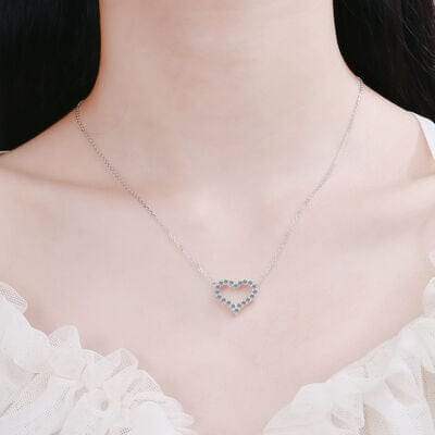 Moissanite 925 Sterling Silver Heart Shape Necklace - Trendsi - Flyclothing LLC