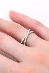 Moissanite 925 Sterling Silver Crisscross Ring - Trendsi - Flyclothing LLC