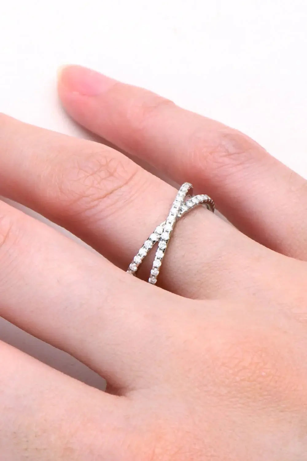 Moissanite 925 Sterling Silver Crisscross Ring - Trendsi - Flyclothing LLC