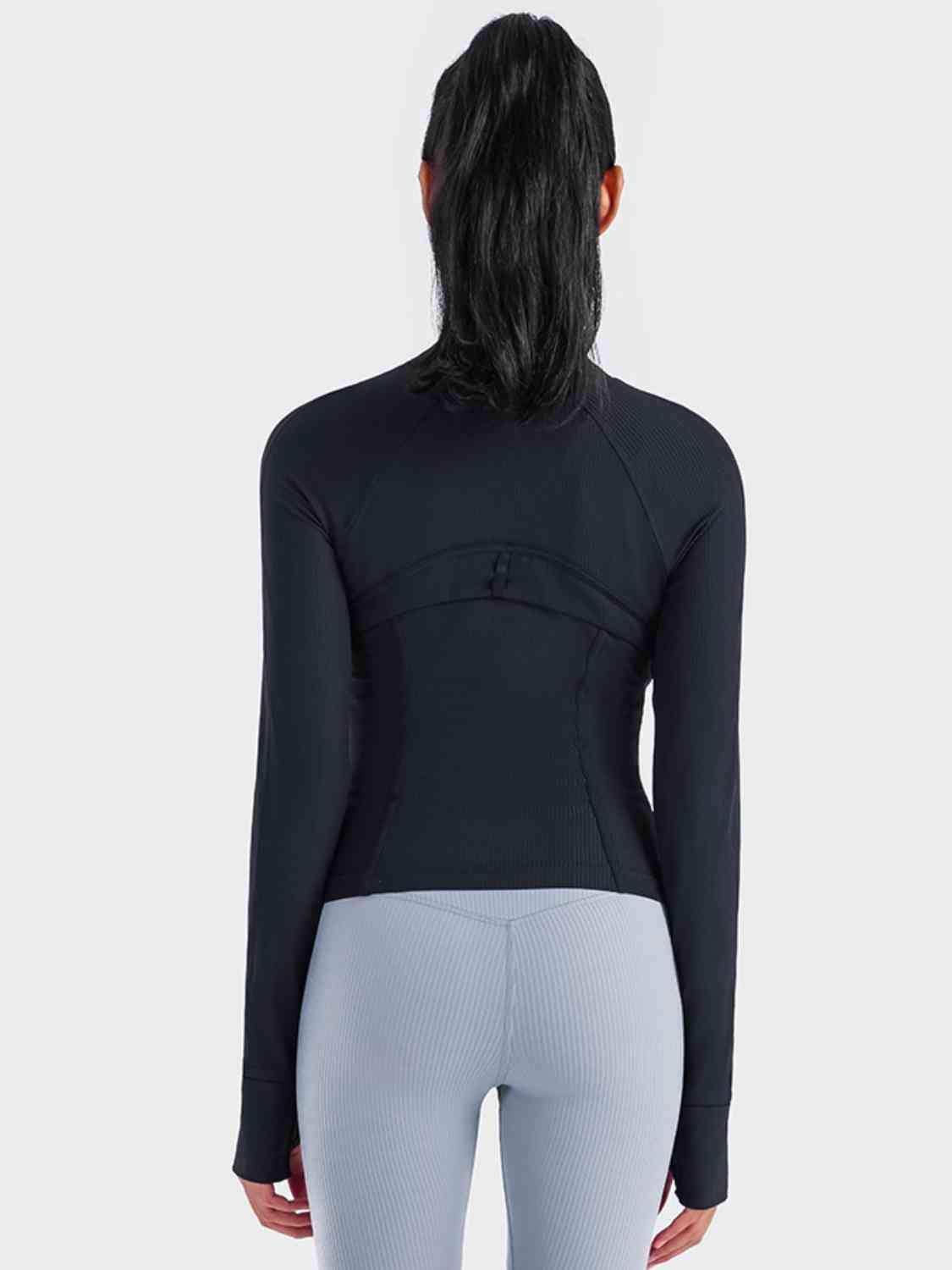 Zip-Up Long Sleeve Sports Jacket - Trendsi - Flyclothing LLC