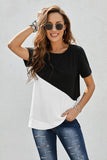 Two-Tone Round Neck Tee - Flyclothing LLC