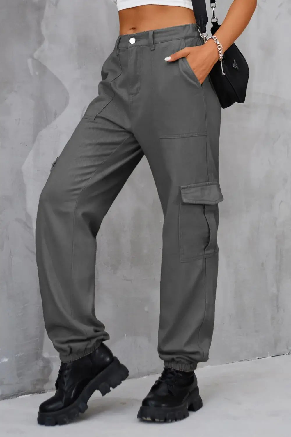 Buttoned High Waist Jeans with Pockets - Trendsi - Flyclothing LLC