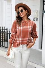 Printed Round Neck Dropped Shoulder Sweater - Trendsi - Flyclothing LLC