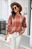 Printed Round Neck Dropped Shoulder Sweater - Trendsi - Flyclothing LLC
