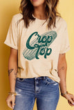 Corn Letter Graphic Cuffed Tee - Trendsi
