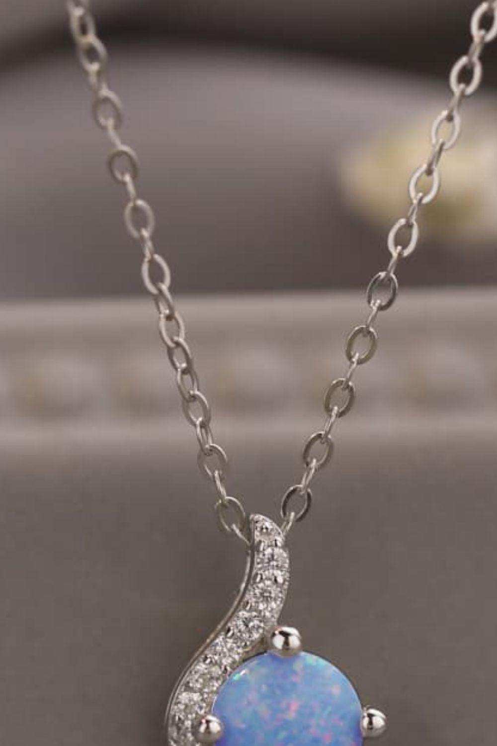 Sweet Beginnings Opal Pendant Necklace - Trendsi - Flyclothing LLC