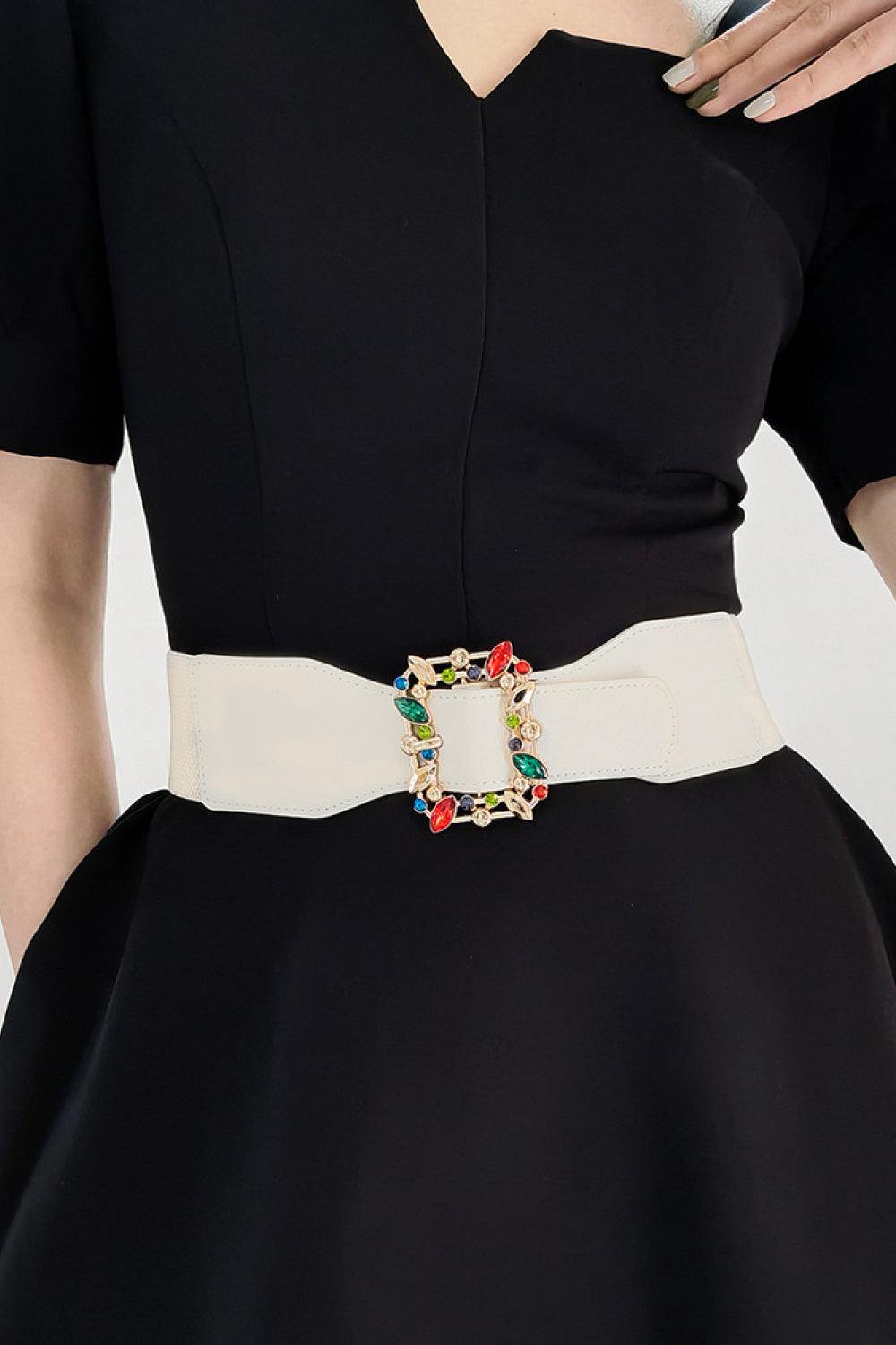 Multicolored Leaf Buckle Elastic Belt - Trendsi