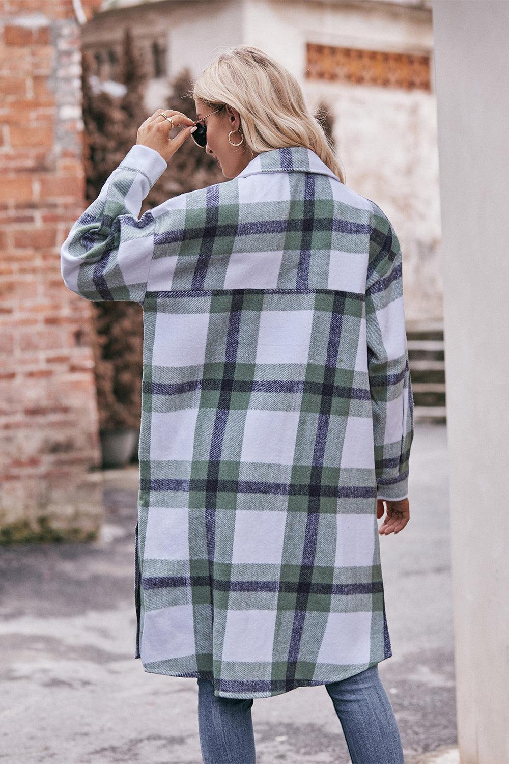 Plaid best sale longline jacket