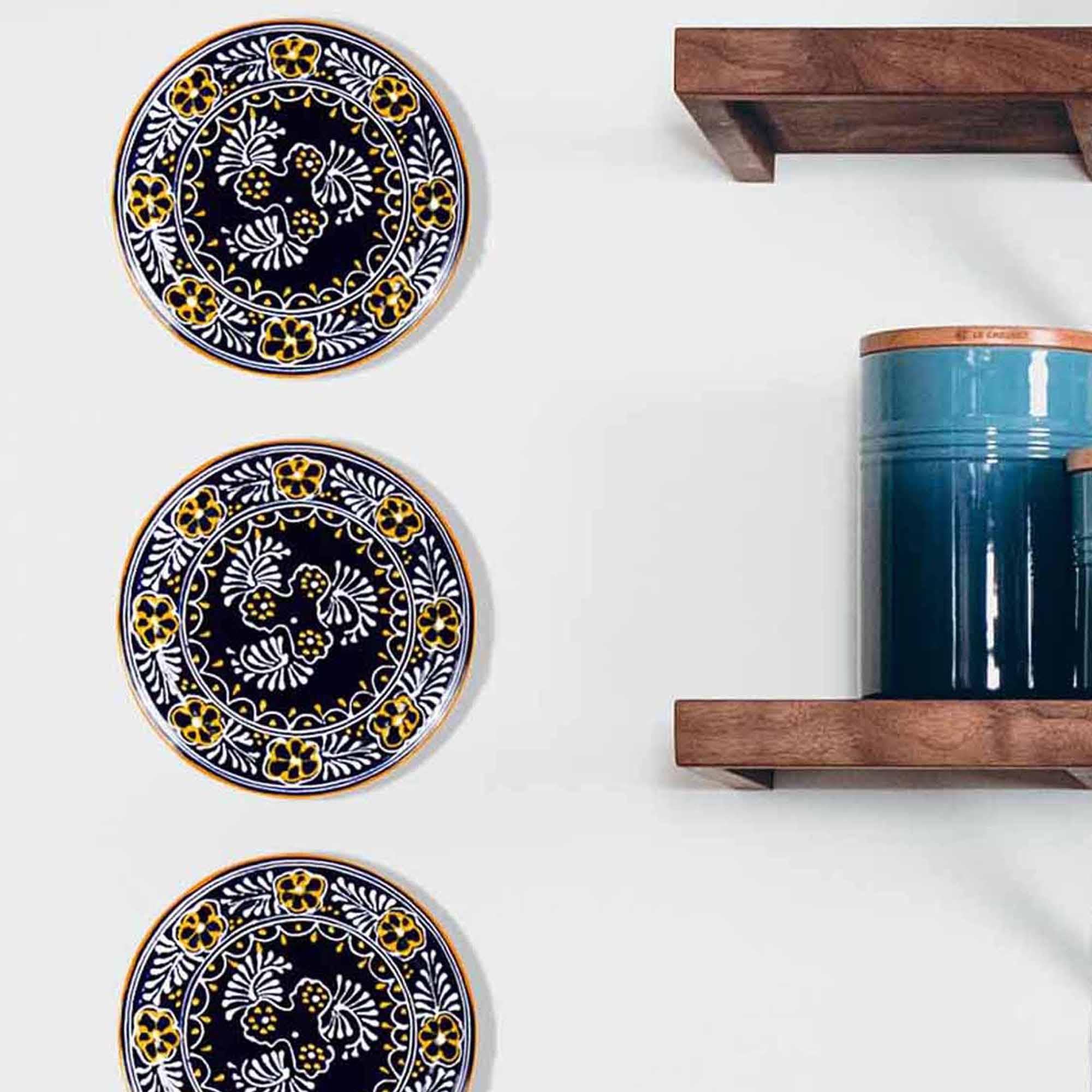 Handmade Pottery 8" Trivet or Wall Hanging, Blue - Encantada - Encantada - Flyclothing LLC