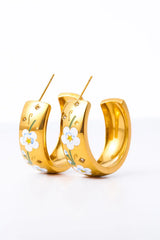 Stainless Steel 18K Gold Plated Ring Shape C-Hoop Earrings - Trendsi - Flyclothing LLC