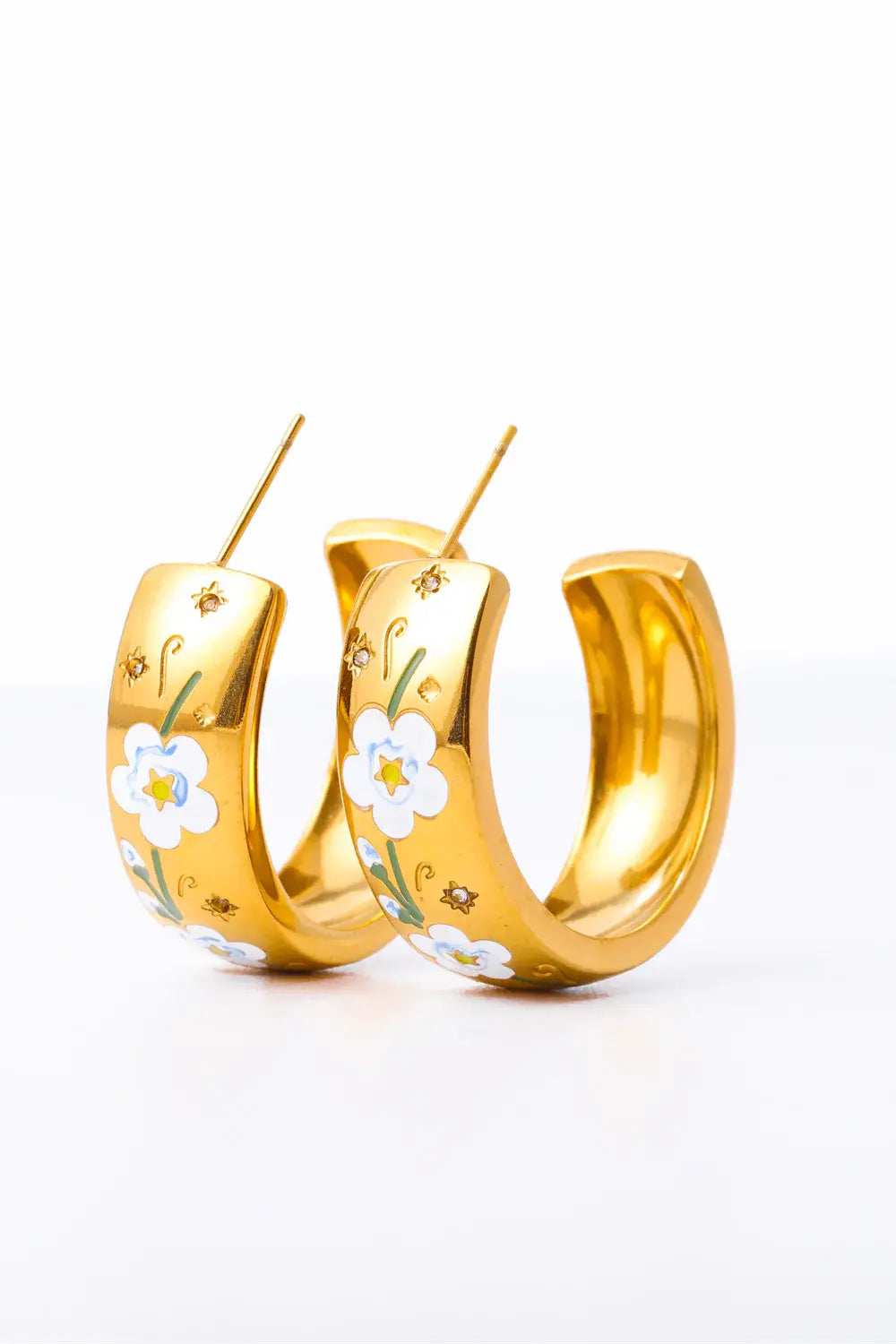 Stainless Steel 18K Gold Plated Ring Shape C-Hoop Earrings - Trendsi - Flyclothing LLC