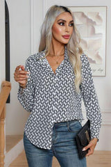 Printed Buttoned Long Sleeve Shirt - Trendsi