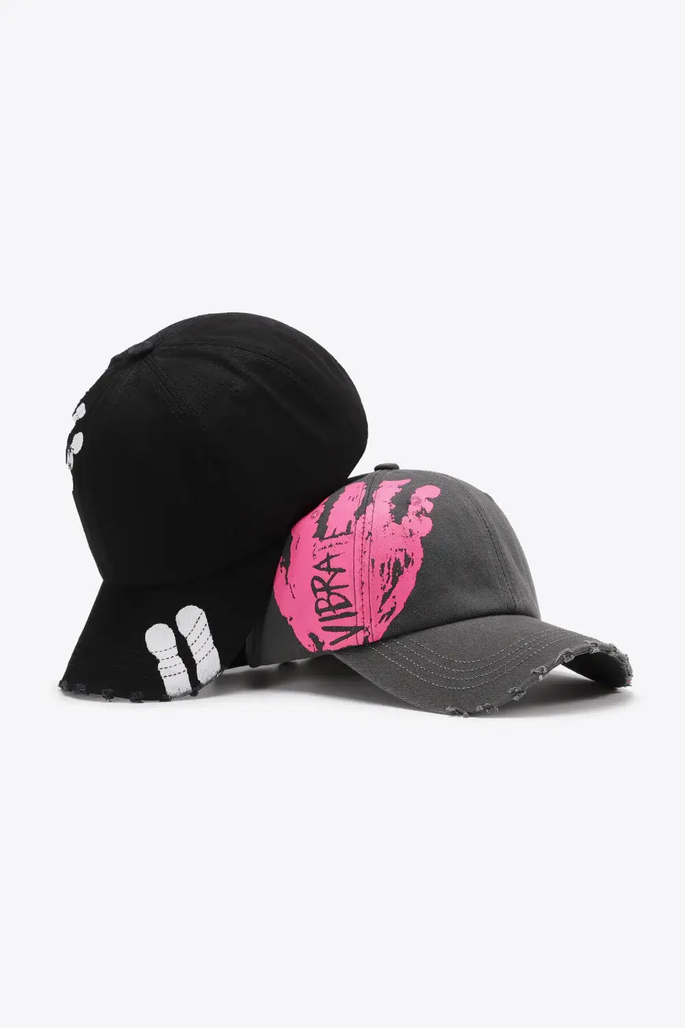 VIBRA Graphic Distressed Adjustable Baseball Cap - Trendsi - Flyclothing LLC