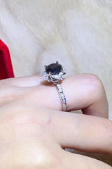 2 Carat Black Moissanite Floral Ring - Trendsi