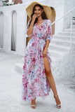 Printed Tied Half Sleeve Slit Dress - Trendsi - Flyclothing LLC