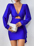 Cutout Long Sleeve Ruched Dress - Trendsi