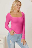 Square Neck Long Sleeve T-Shirt - Trendsi - Flyclothing LLC