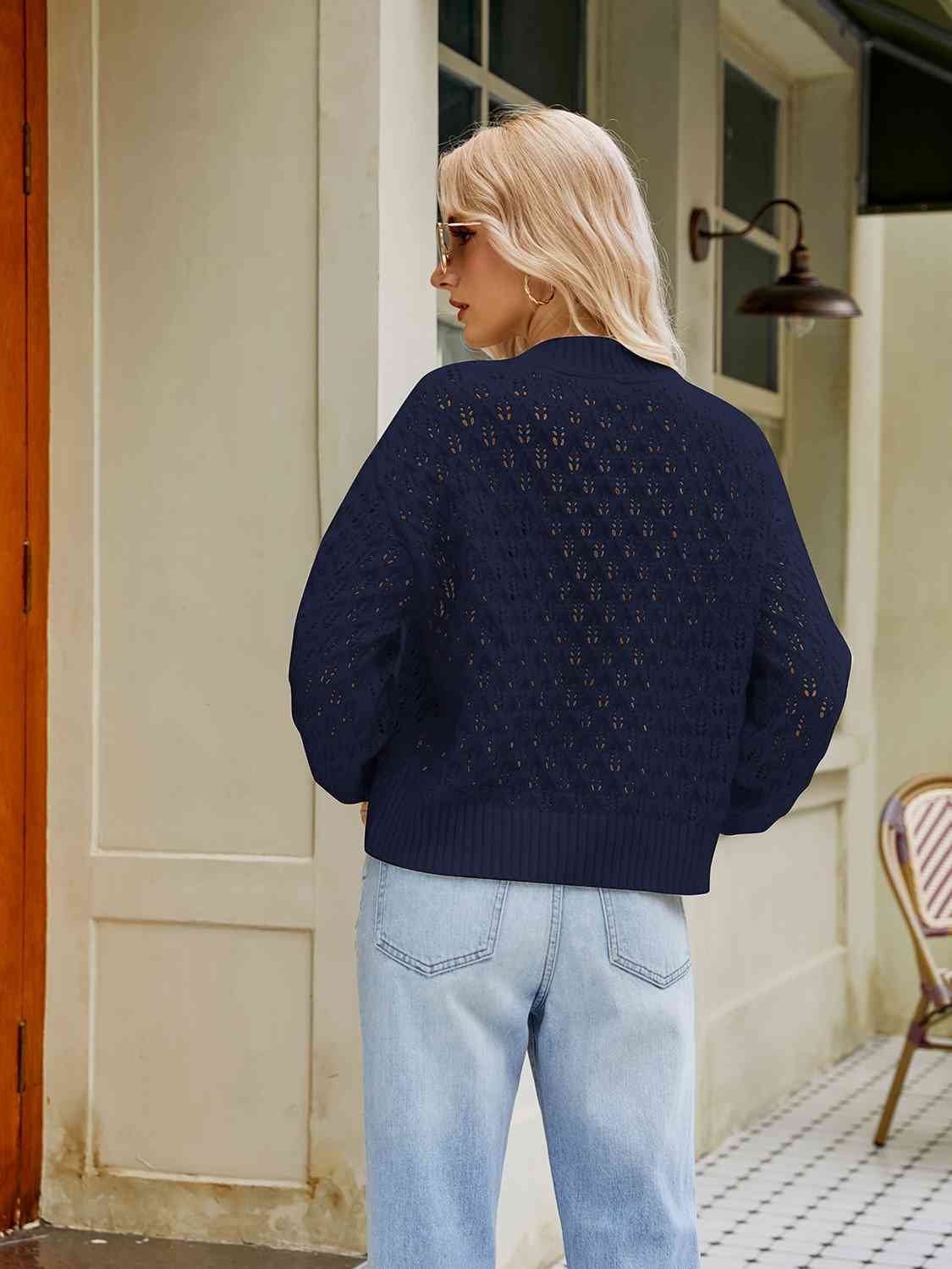 Openwork Round Neck Sweater - Trendsi - Flyclothing LLC