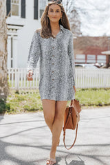 Printed Collared Neck Slit Mini Dress - Trendsi - Flyclothing LLC