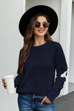 Round Neck Dropped Shoulder Sweater - Trendsi