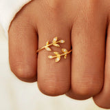 925 Sterling Silver Zircon Leaf Shape Ring - Trendsi