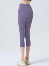 Wide Waistband Cropped Sports Leggings - Trendsi - Flyclothing LLC