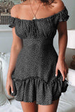 Printed Off-Shoulder Ruffle Hem Dress - Trendsi - Flyclothing LLC