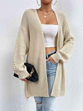 Open Front Dropped Shoulder Slit Cardigan - Trendsi